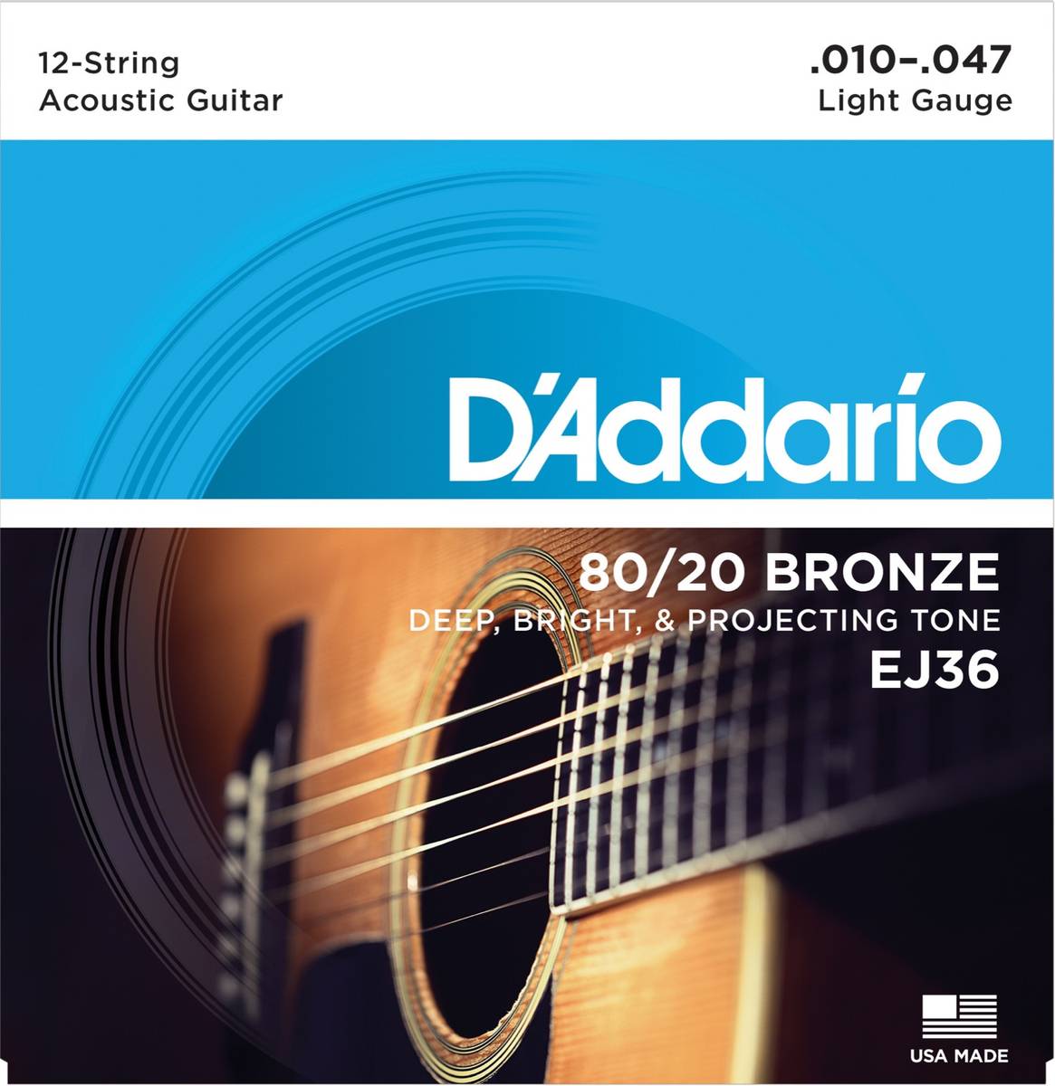 D´Addario EJ36 12-string Akustiske Guitarstrenger, 010-047
