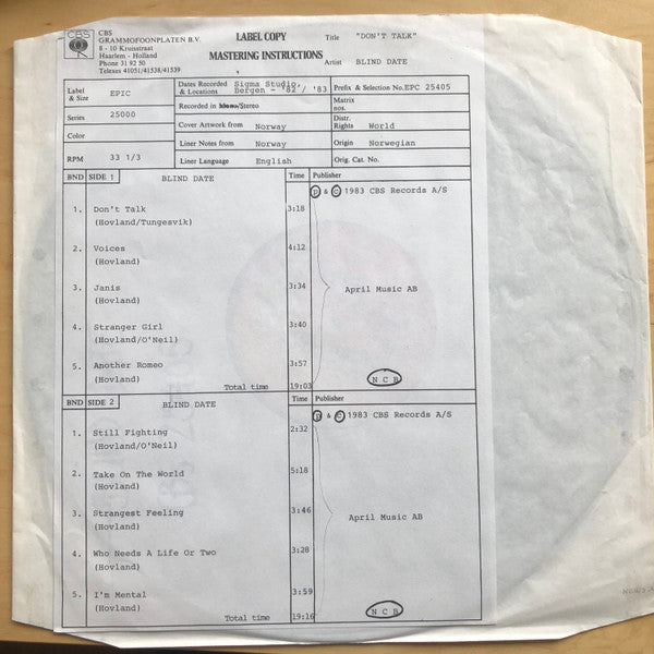Don't Talk Test Pressing