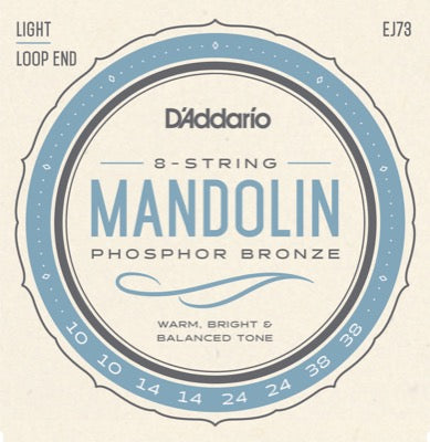EJ73 D'Addario Fretted Strenger Mandolin Phosphor Bronze 010-038 Light