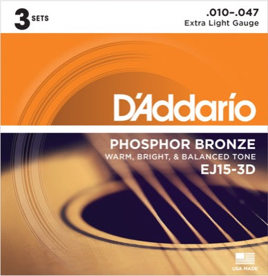 D'Addario Fretted EJ15-3D 010 - 047 (3-pack)