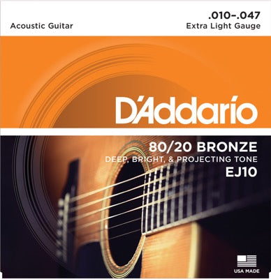 D'Addario Fretted EJ10 010 - 047 - 80/20