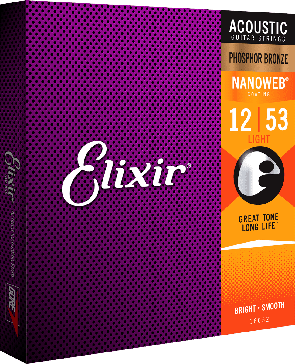 Elixir Nanoweb Phosphor Bronze 12-53 Acoustic - Strengesett