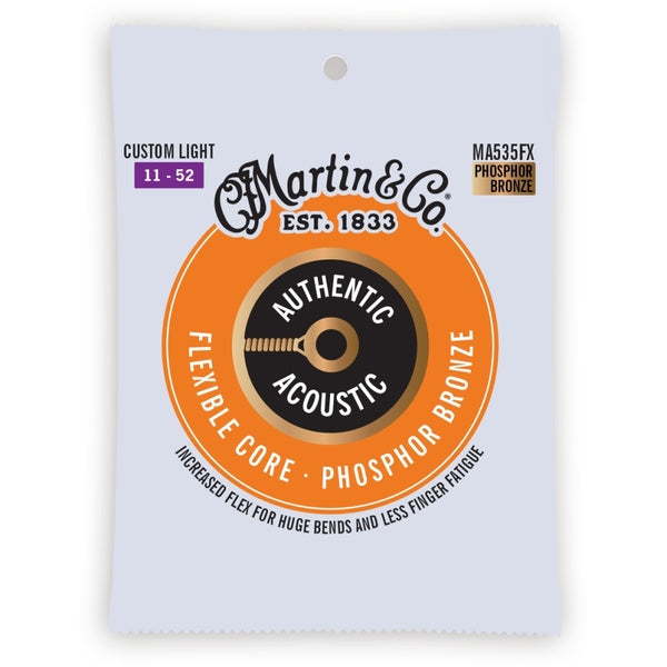 Martin Guitar Authentic Acoustic Flexible Core Phosphor Bronze  - Gitarstrenger Custom Light MA535FX