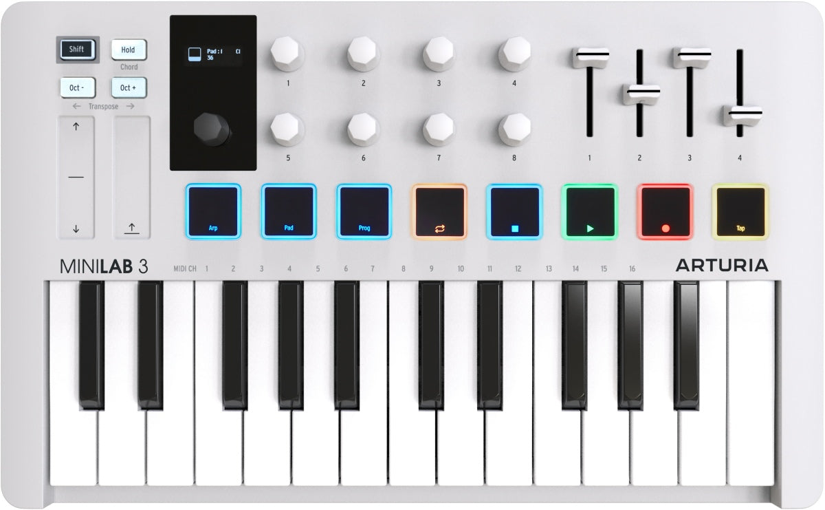 ARTURIA Minilab-3-WH USB Controller Keyboard, White